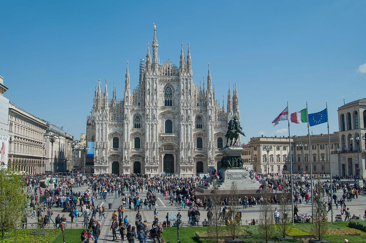 Milan Italy 2019 Milan main square with tourists photo