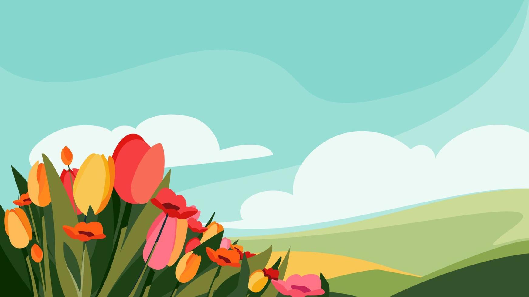 Different flowers on the meadow. vector