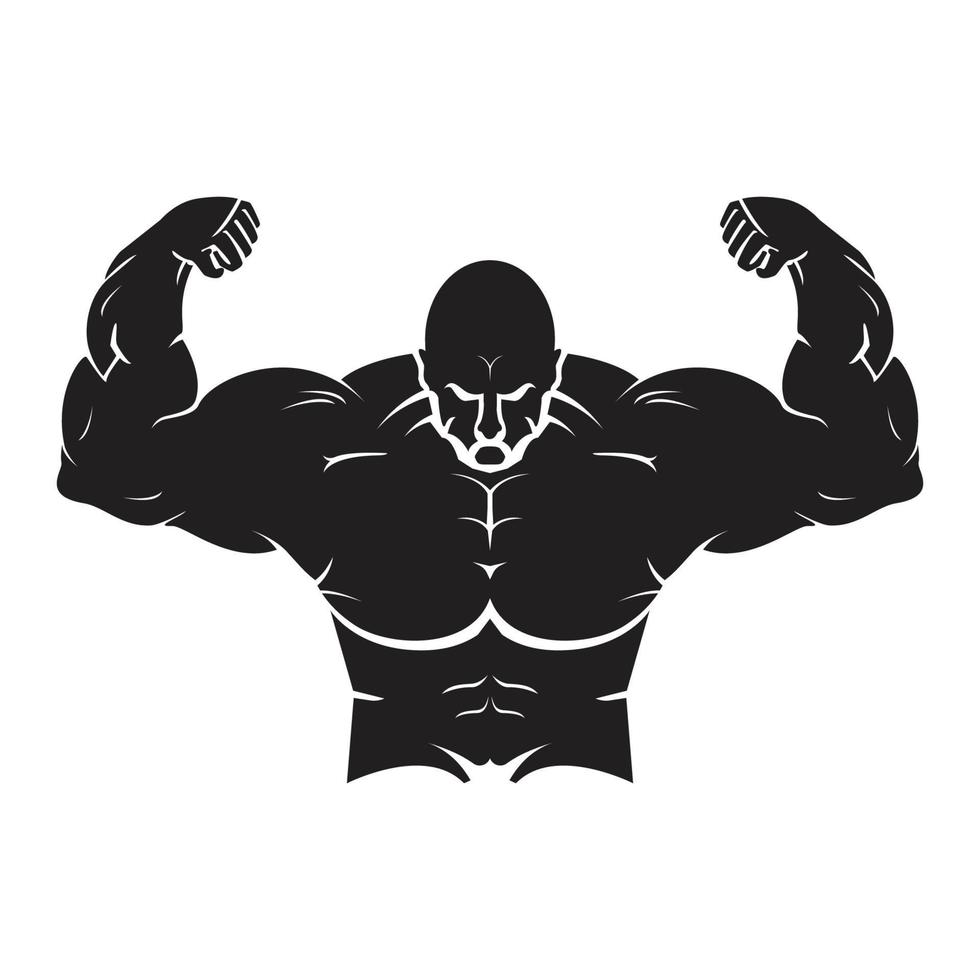 Big Muscular Human Body Silhouette, Massive Muscle Flex vector