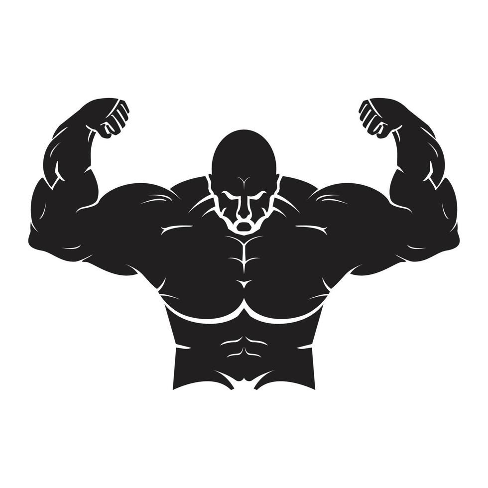 Big Muscular Human Body Silhouette, Massive Muscle Flex vector