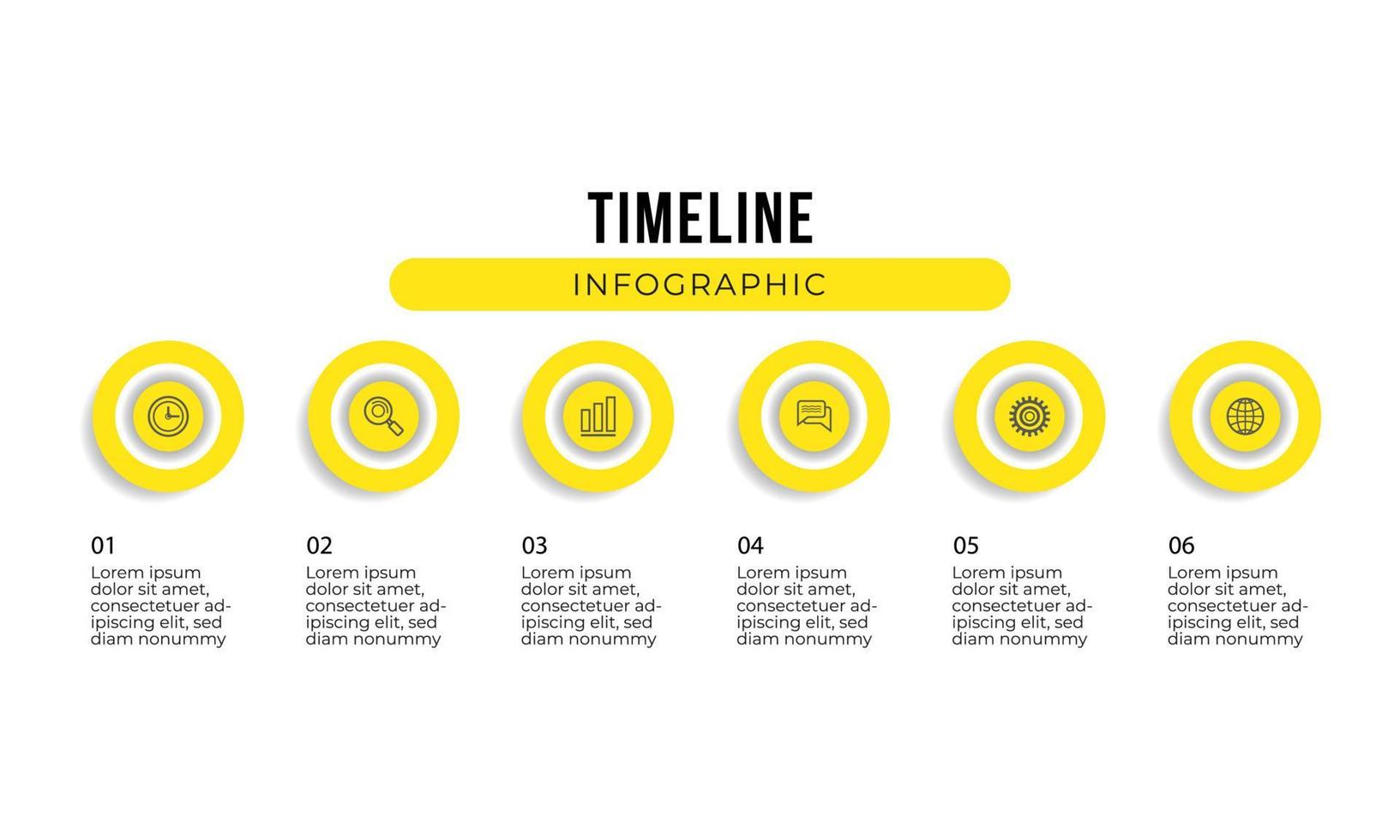 Yellow Circle 5 Step Infographic Template vector