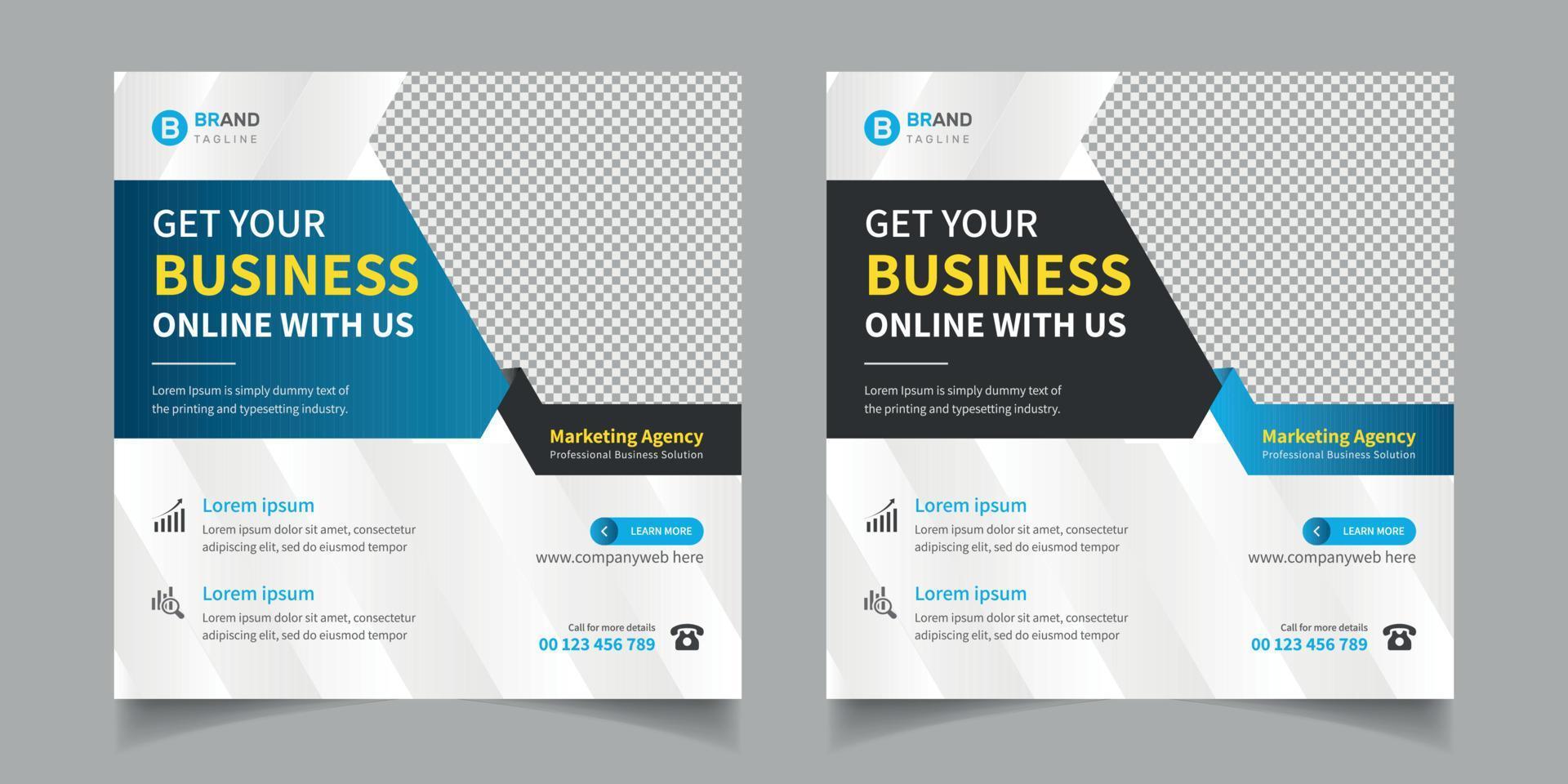 Digital marketing and corporate social media post banner and square corporate flyer template vector