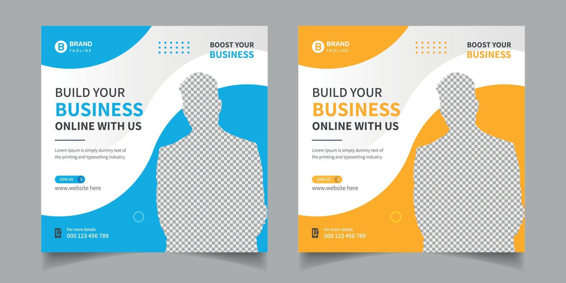 Digital marketing and corporate social media post banner and square corporate flyer template vector
