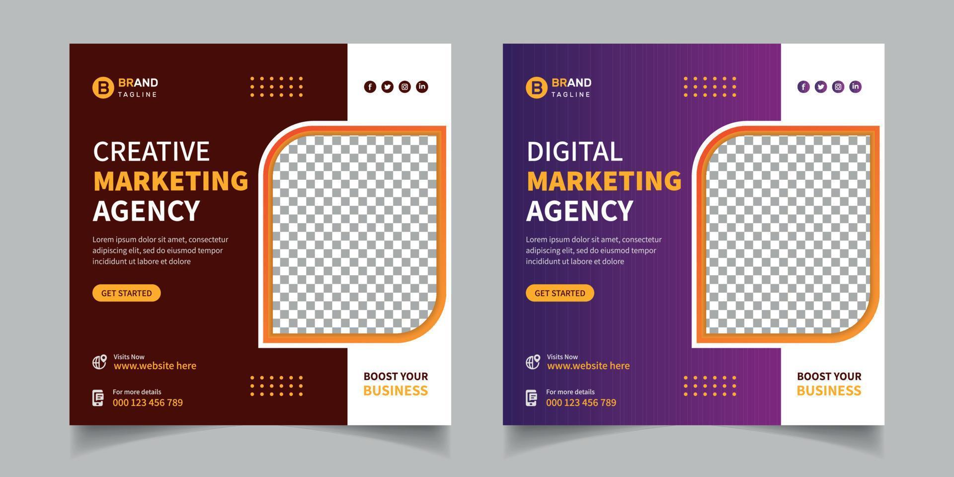 Digital marketing agency and corporate social media post and instagram post template vector