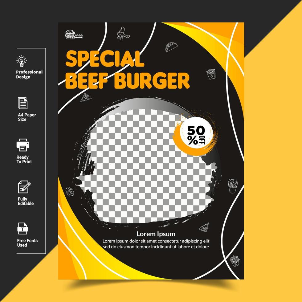 Fast Food Flyer Vector Template Free