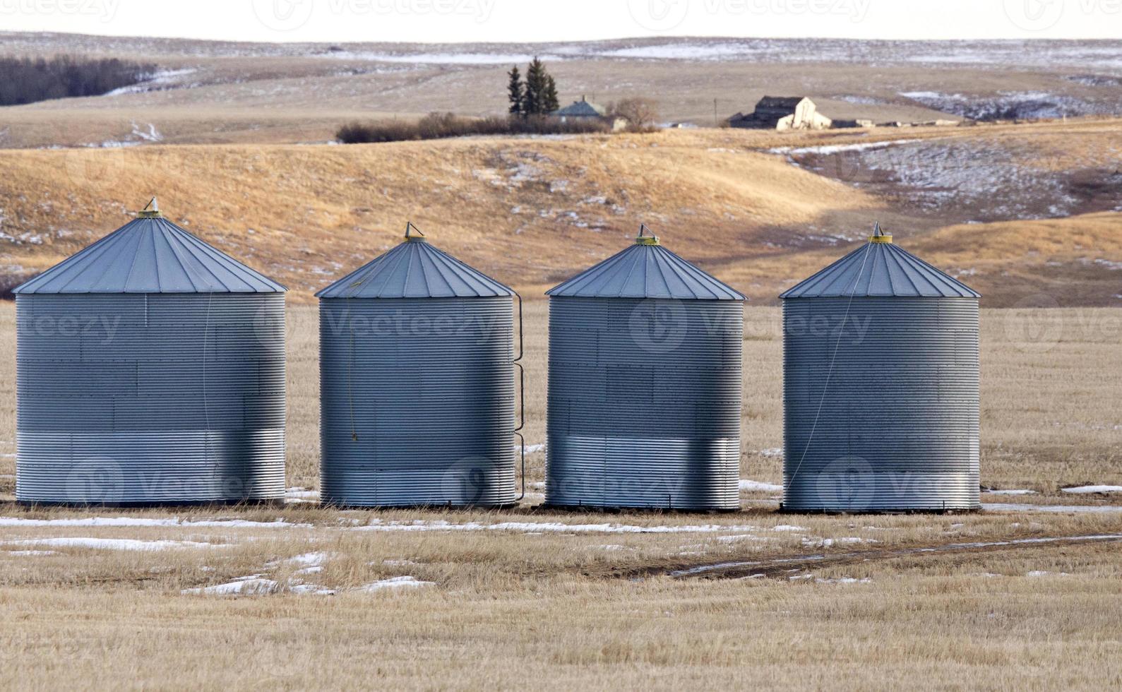 Prairie Landscape in winter granaries photo