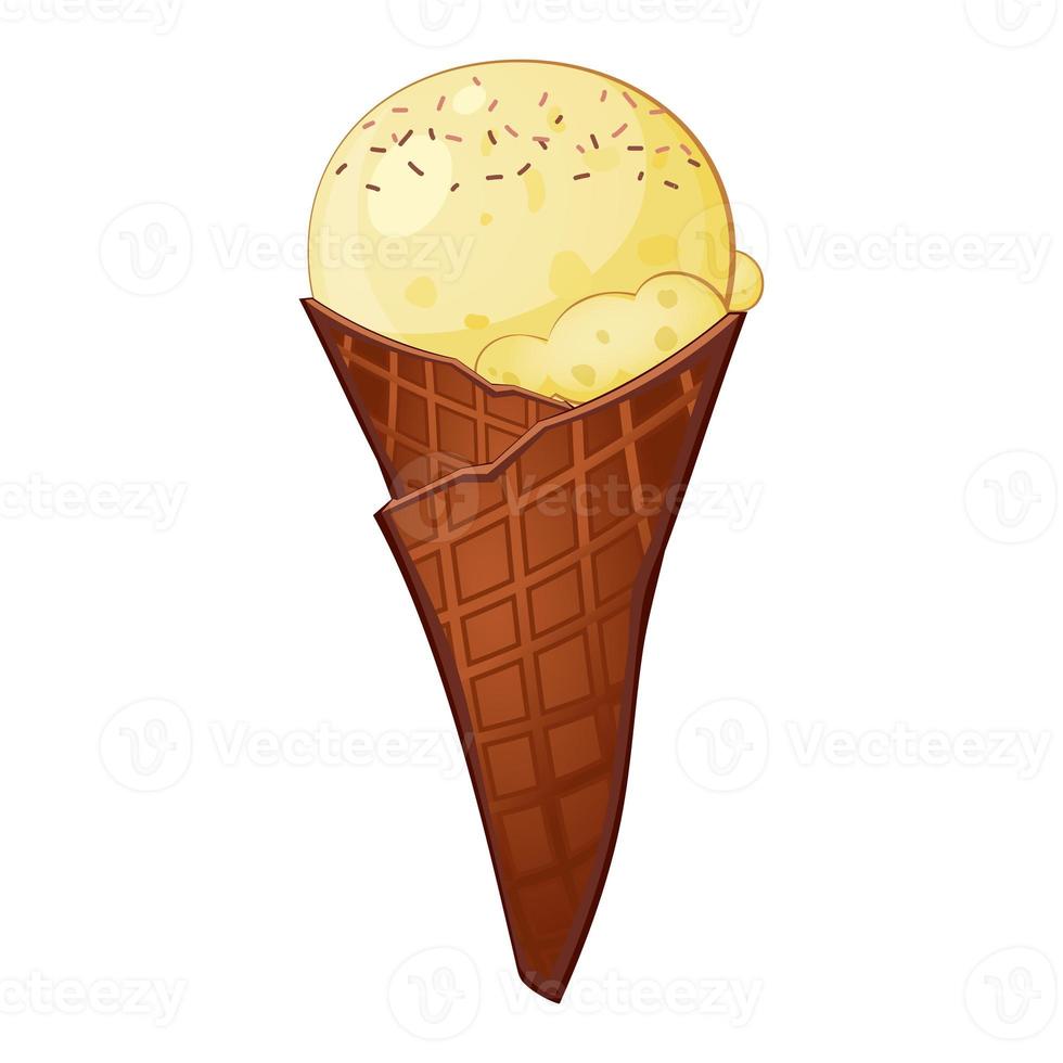 Realistic beautiful ice cream cone on a white background photo