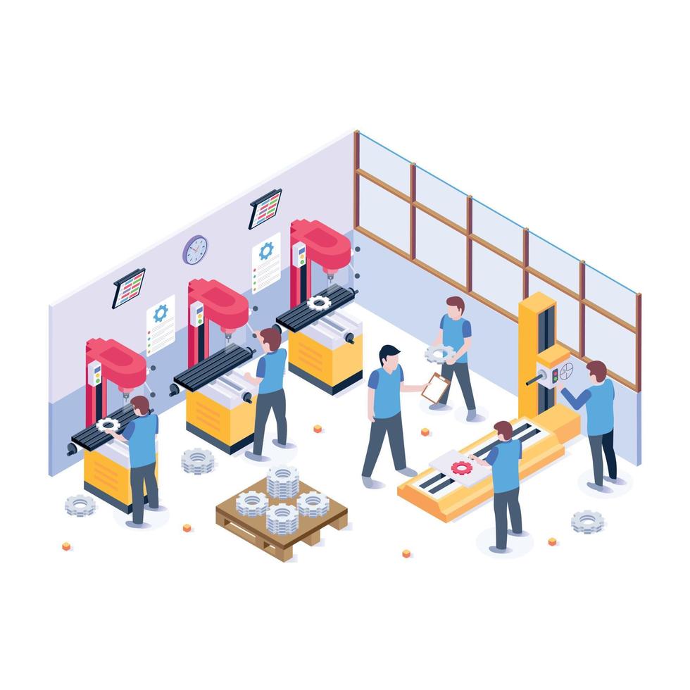 A well-designed isometric illustration of an industrial office vector