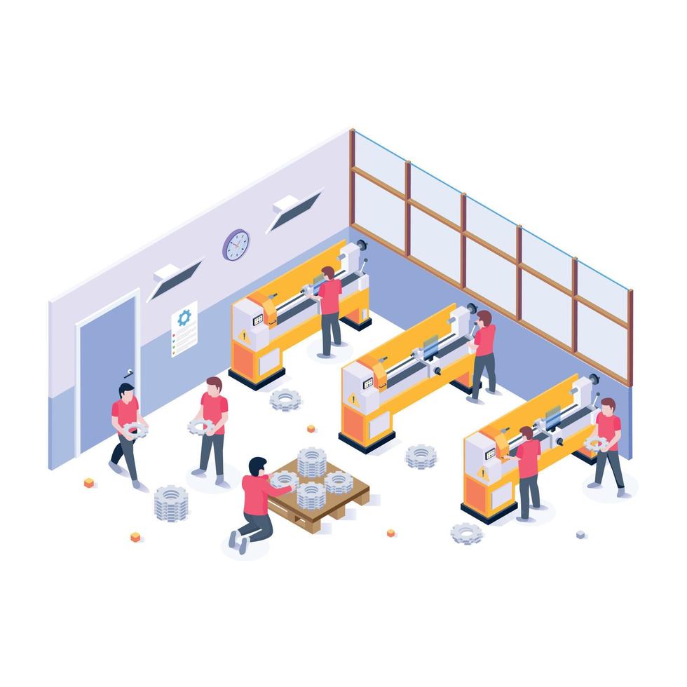 A well-designed isometric illustration of an industrial office vector