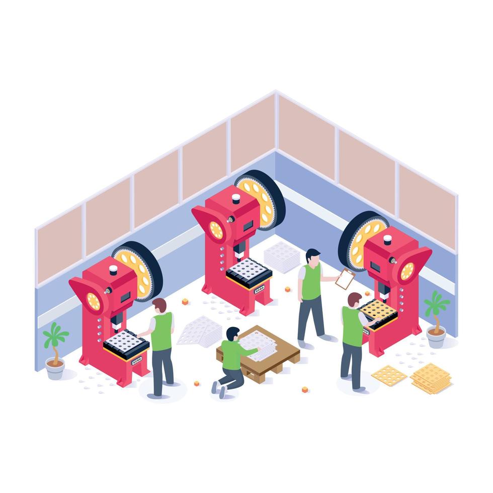 Download isometric illustration of punching machines vector