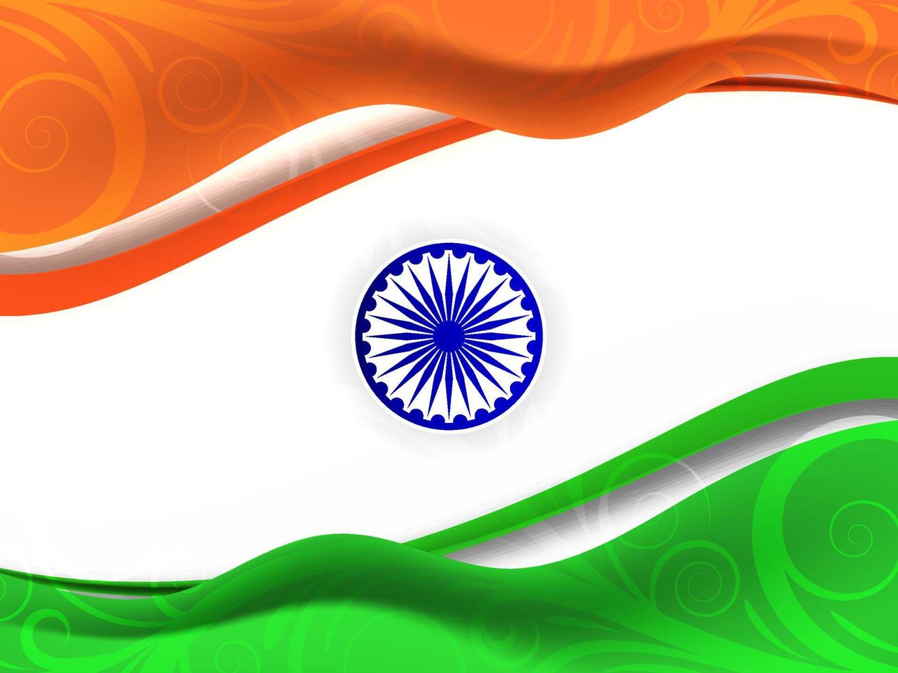 Tricolor Indian flag theme Republic day wave style background vector