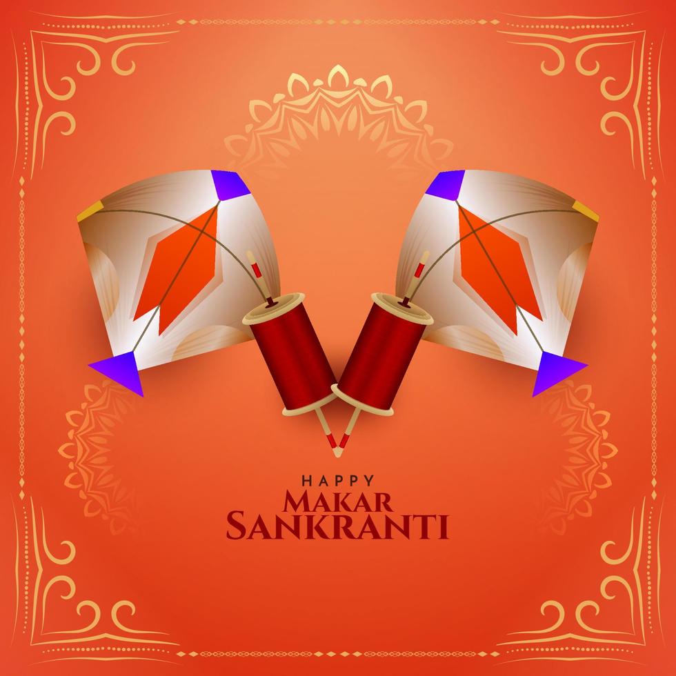 Traditional Indian Makar Sankranti festival celebration background vector