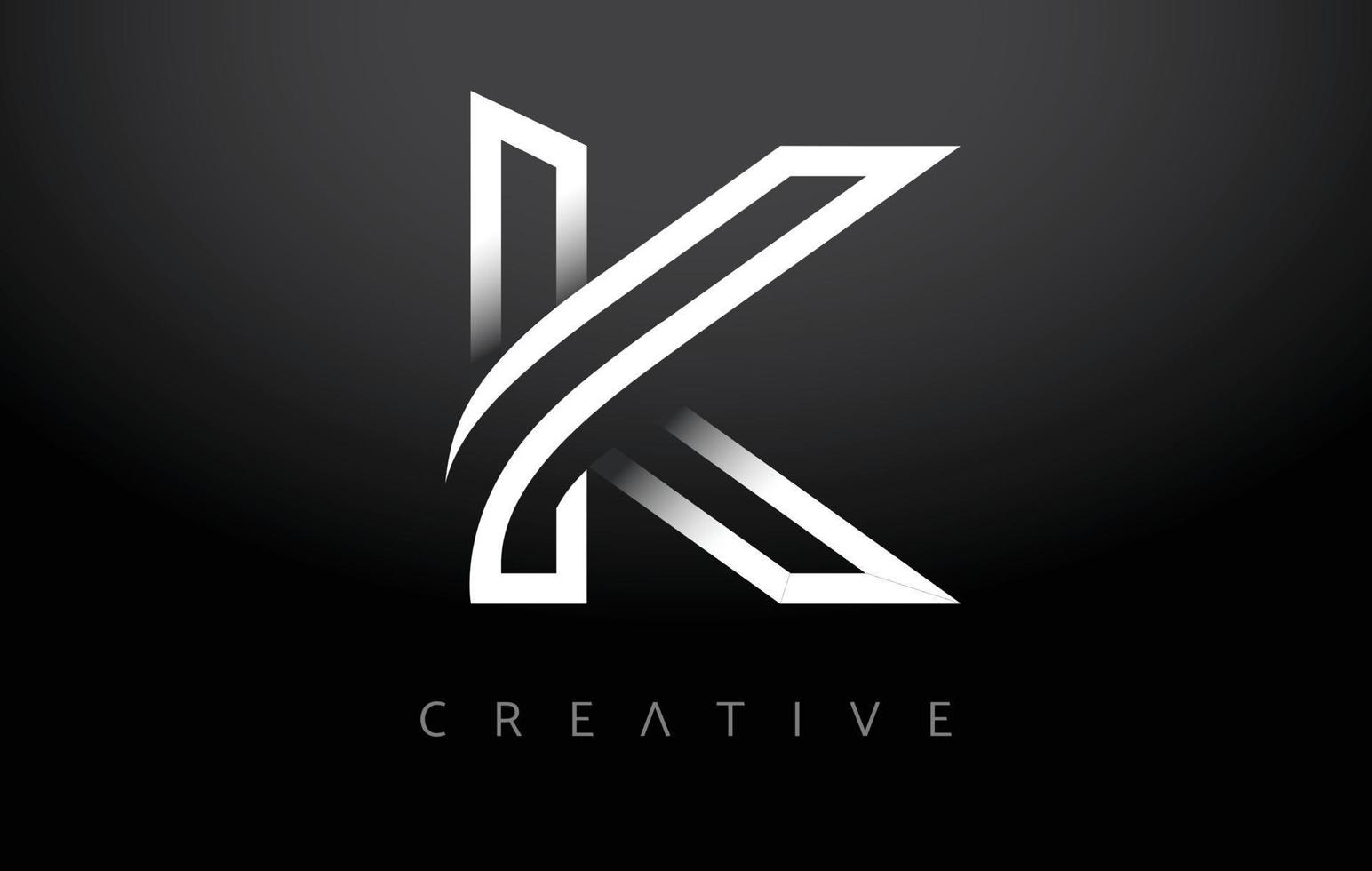 monograma del icono de la letra del logotipo k. diseño de letra k con monograma de línea blanca y aspecto creativo moderno minimalista vector