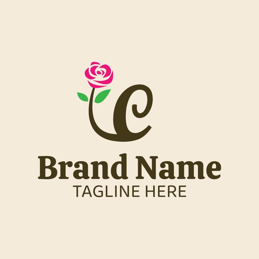 Initial letter C botanical flower logo design template vector