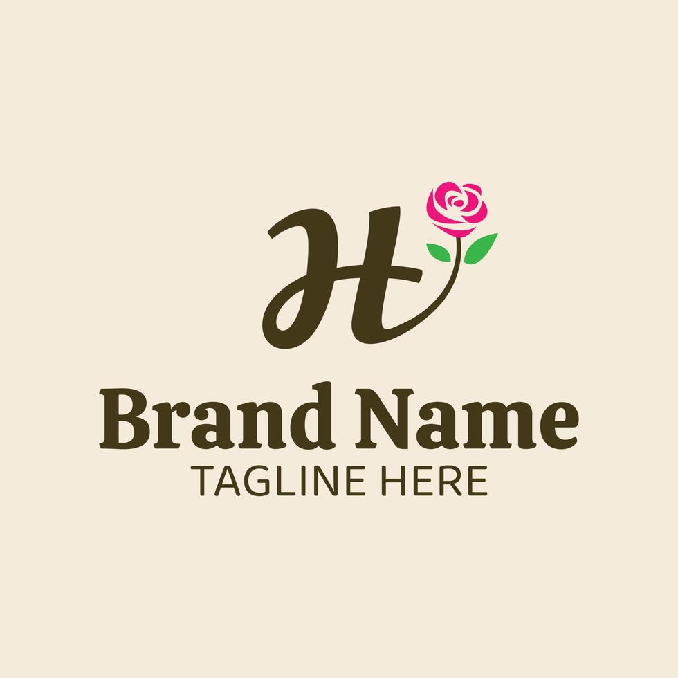 Initial letter H botanical flower logo design template vector