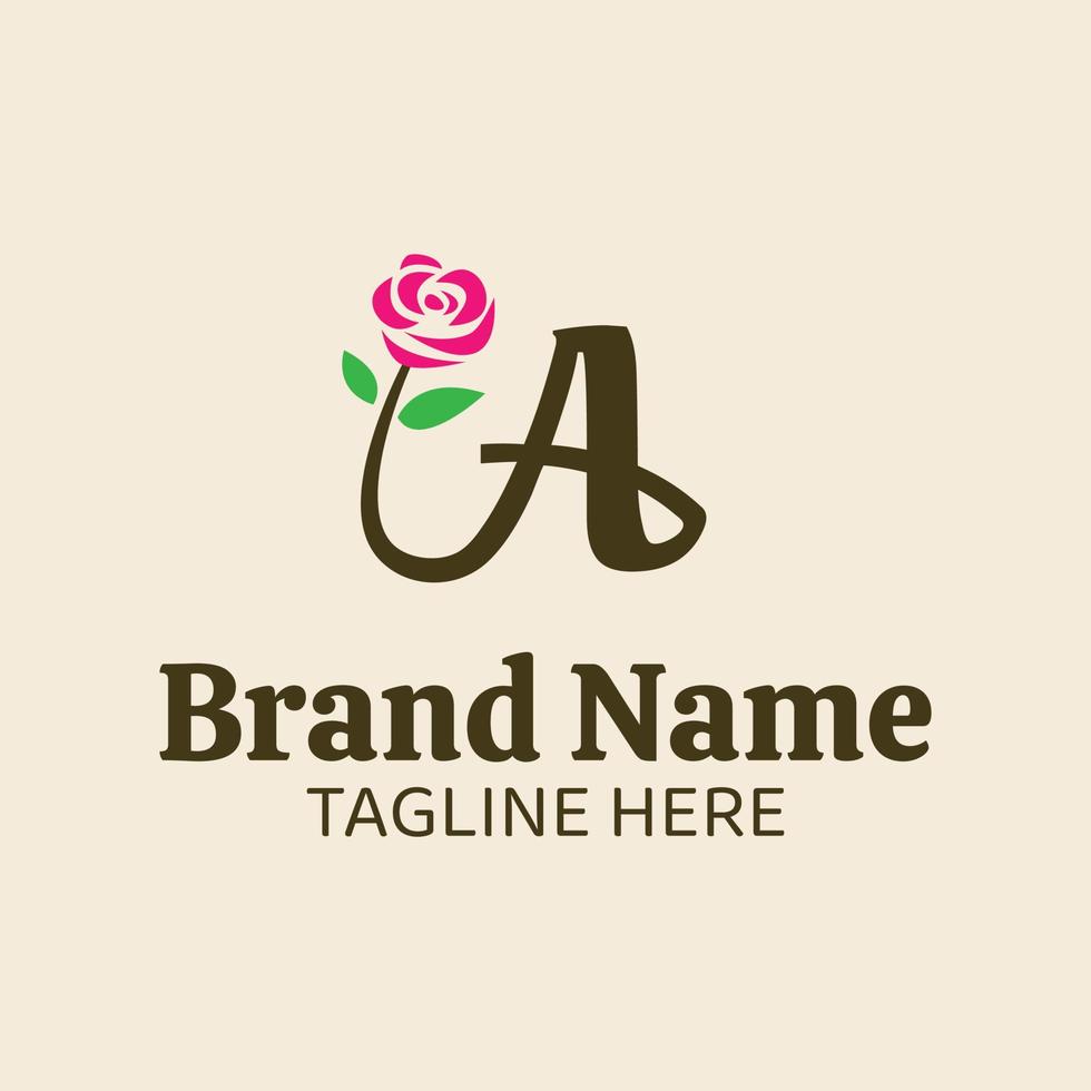 Initial letter A botanical flower logo design template vector
