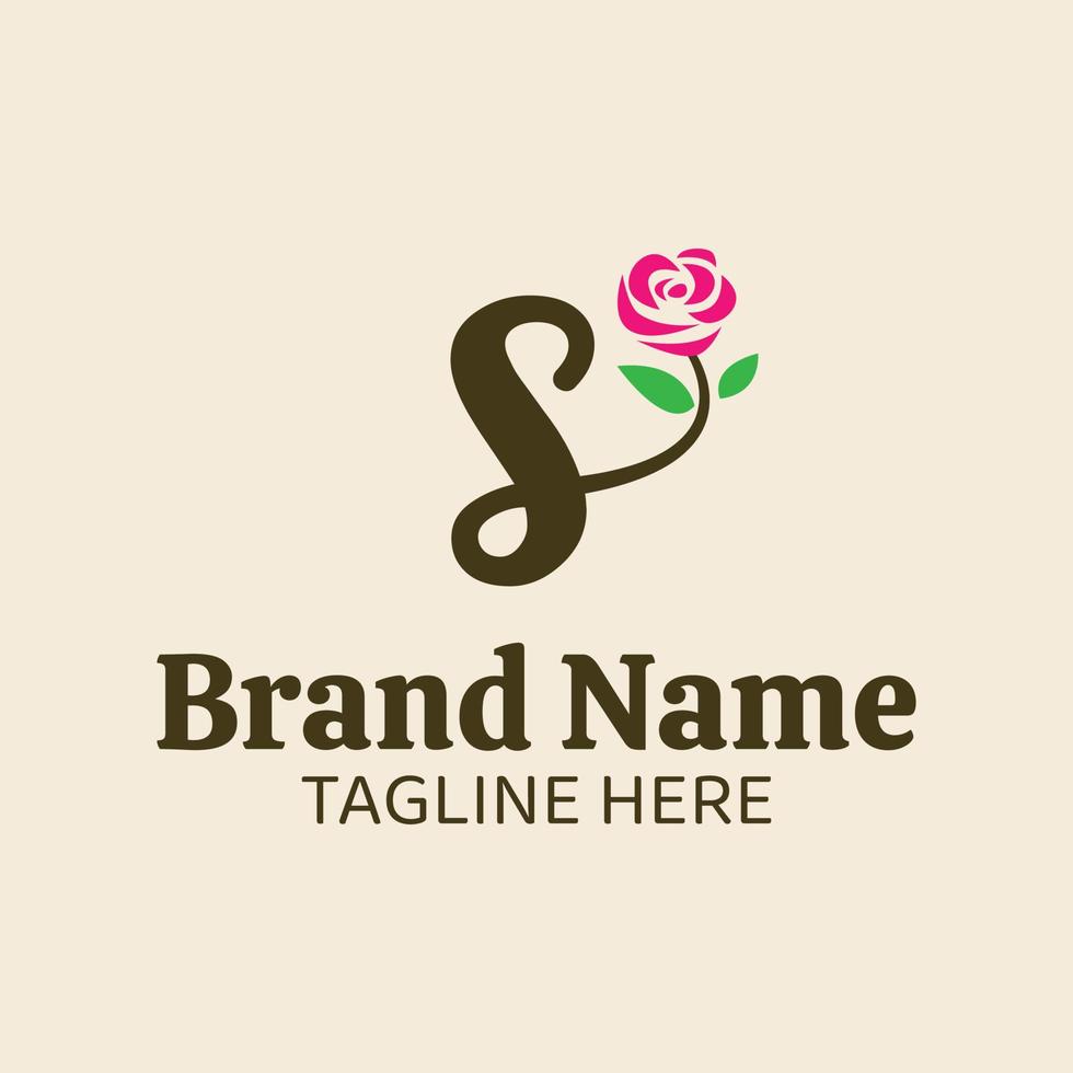 Initial letter S botanical flower logo design template vector