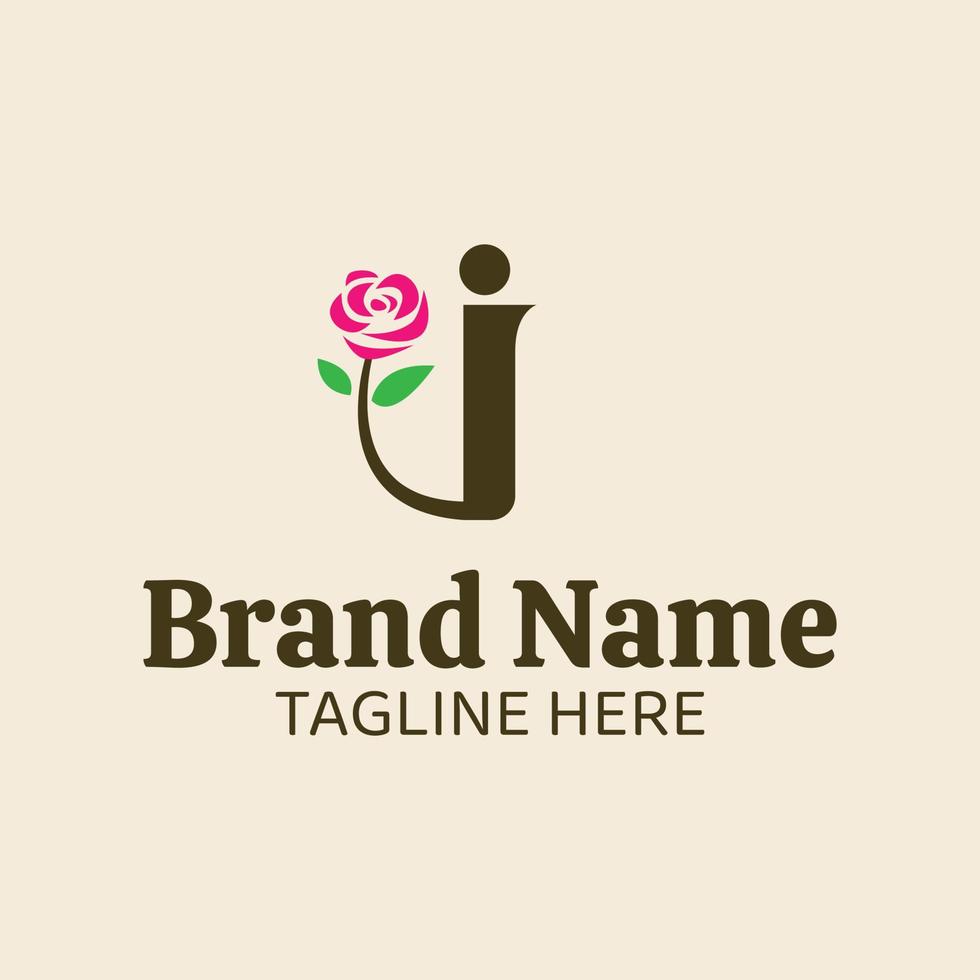 Initial letter I botanical flower logo design template vector