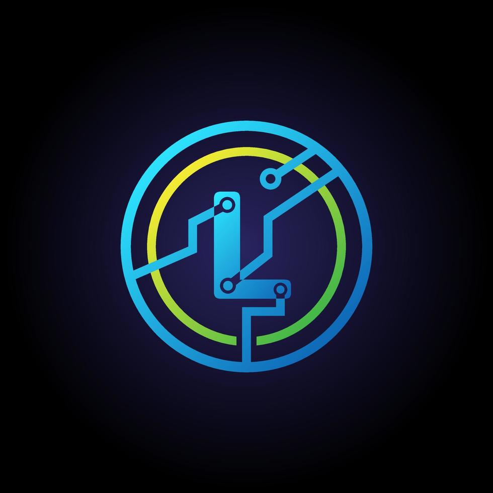 Initial letter L logo design template, Technology icon vector logo in circle
