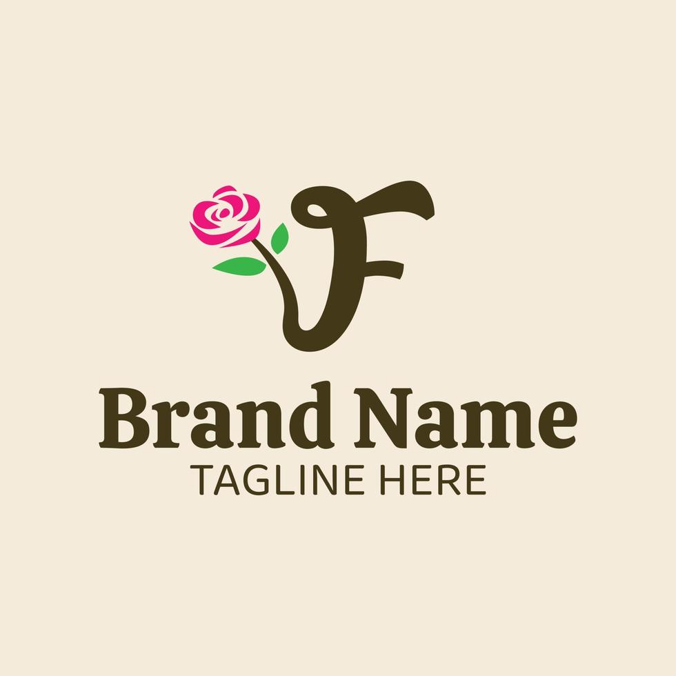Initial letter F botanical flower logo design template vector