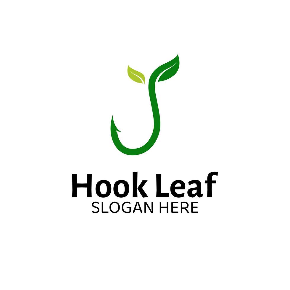 Hook leaf vector design logo template