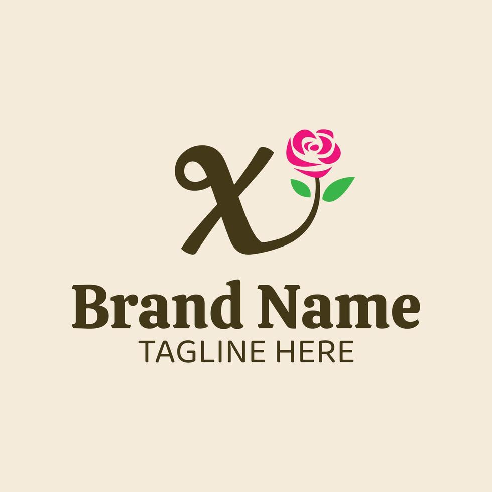 Initial letter X botanical flower logo design template vector