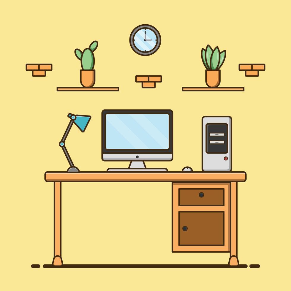 Computer setup illustration vector. vector