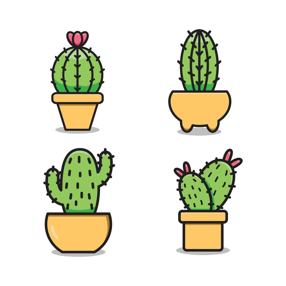 conjunto de ilustración vectorial de dibujos animados de cactus. vector