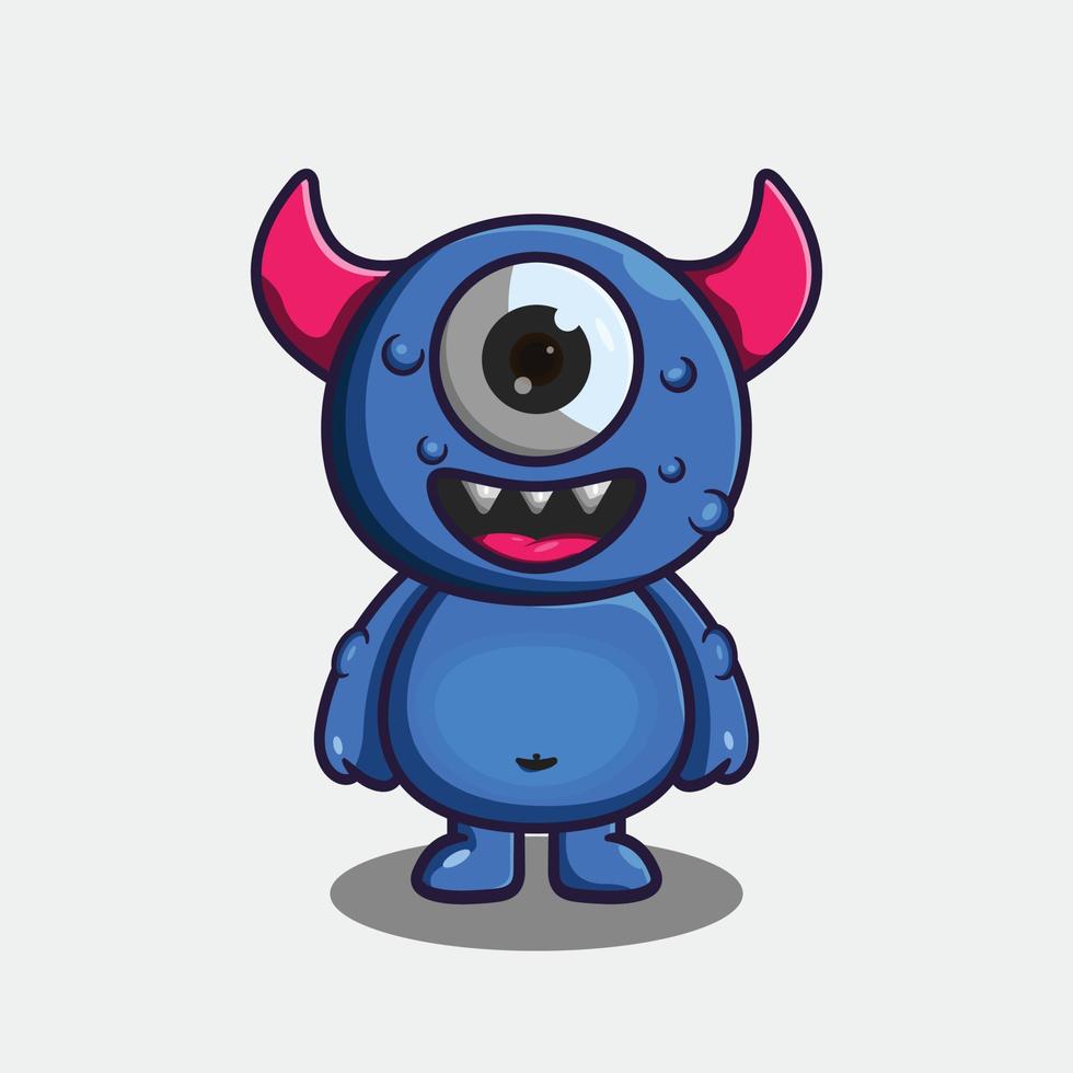 Vector illustration of one eyed monster with laughing expression.