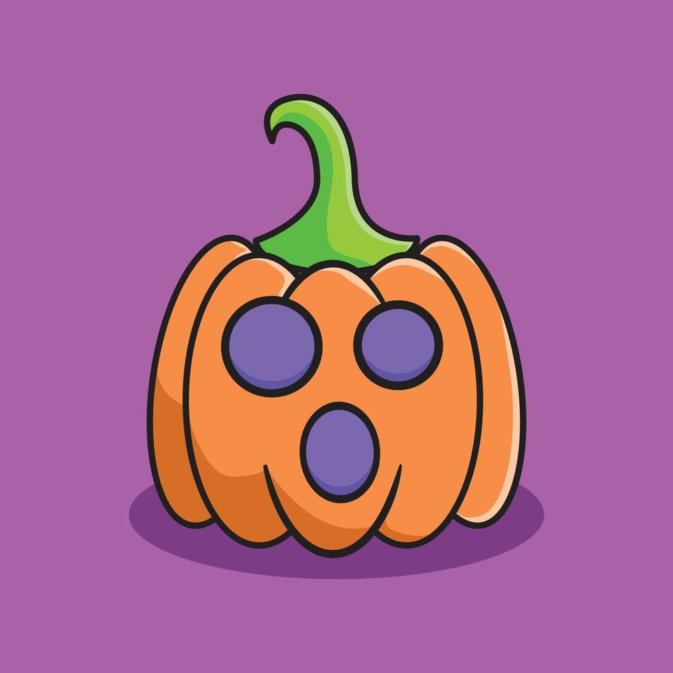 Illustration of cute halloween pumpkin with shocked expression. vector