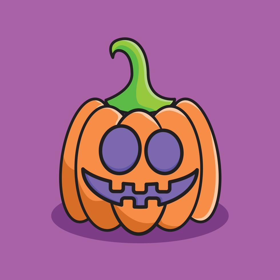 Illustration of cute halloween pumpkin with laughing expression. vector