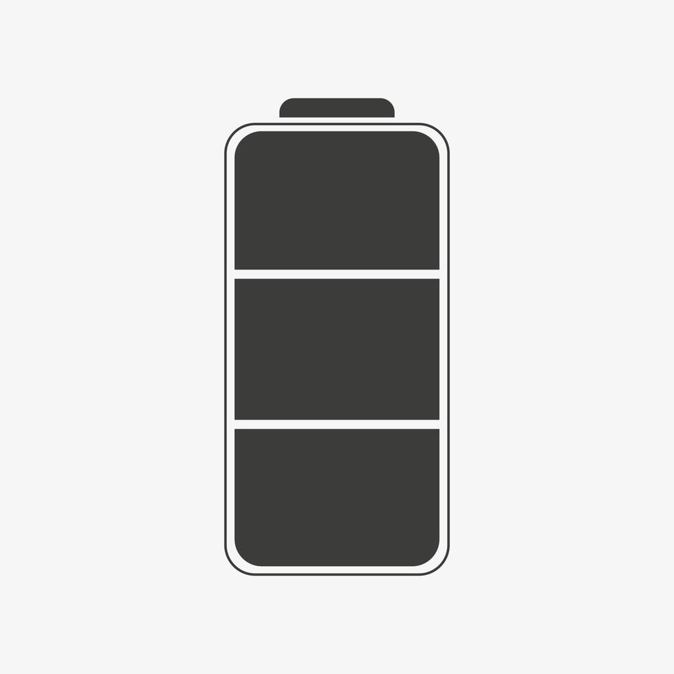 icono de vector negro minimalista de la batería completa