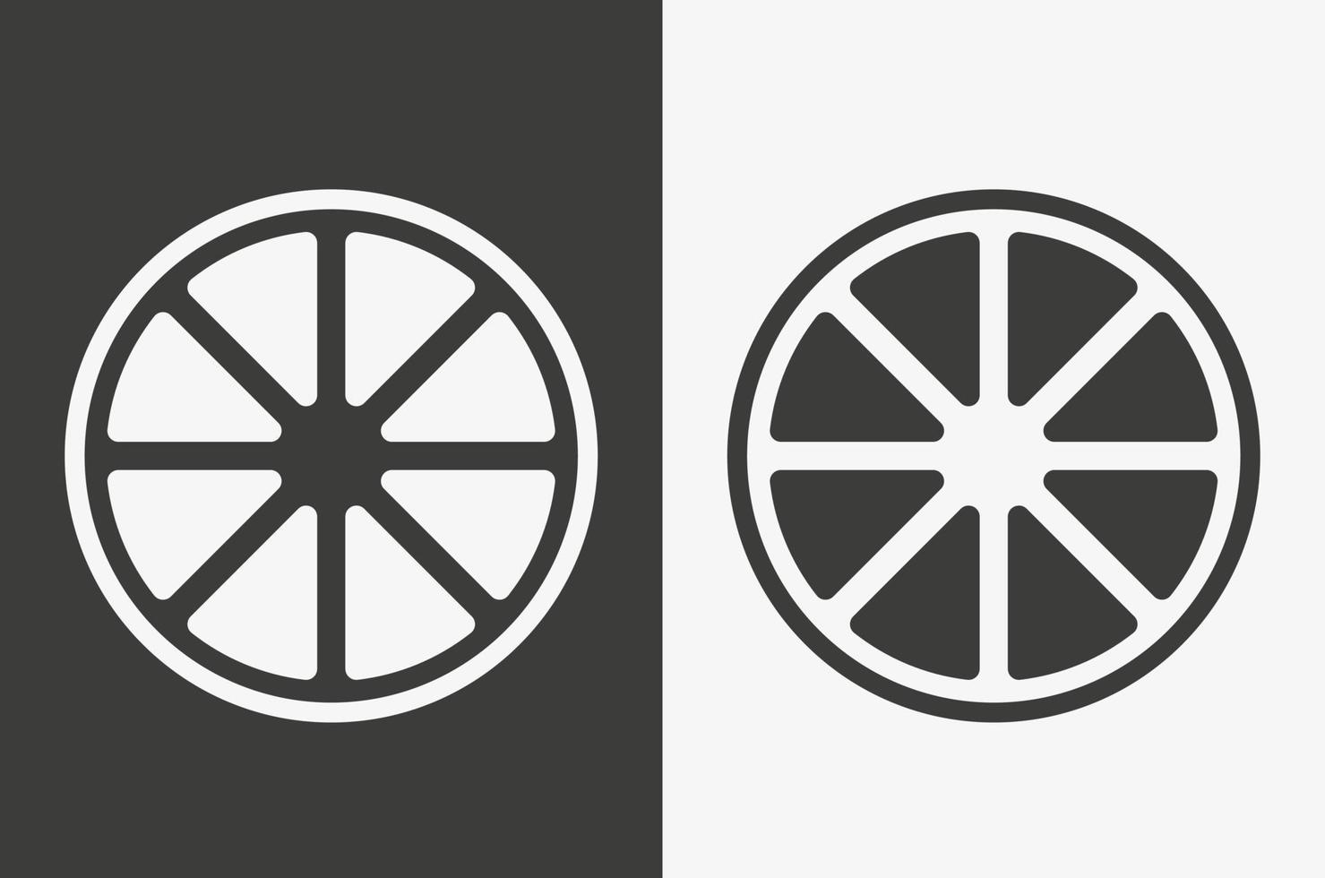 Citrus fruits in black and white vector icon