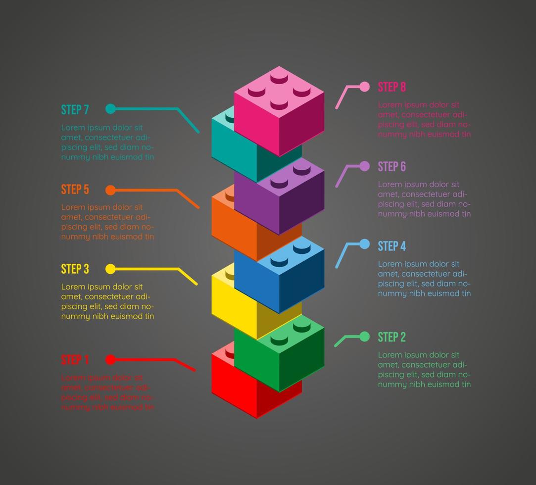 una infografía vectorial con bloques de construcción de juguetes vector