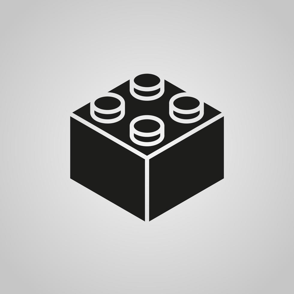 A black vector icon of a toy building block