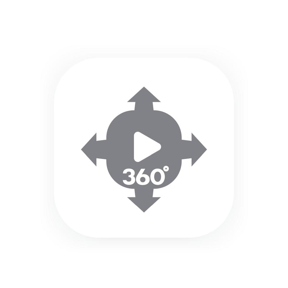 360 degrees panoramic video content icon vector