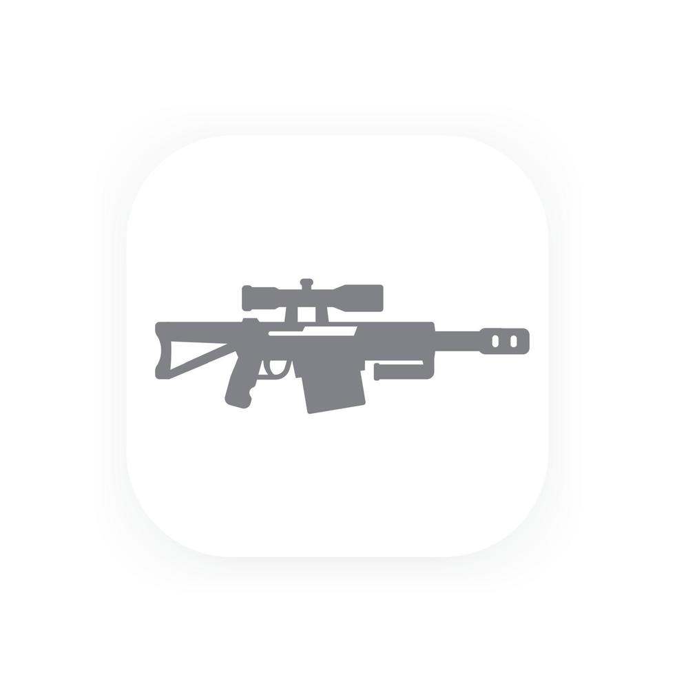 icono de rifle de francotirador, símbolo de vector de arma