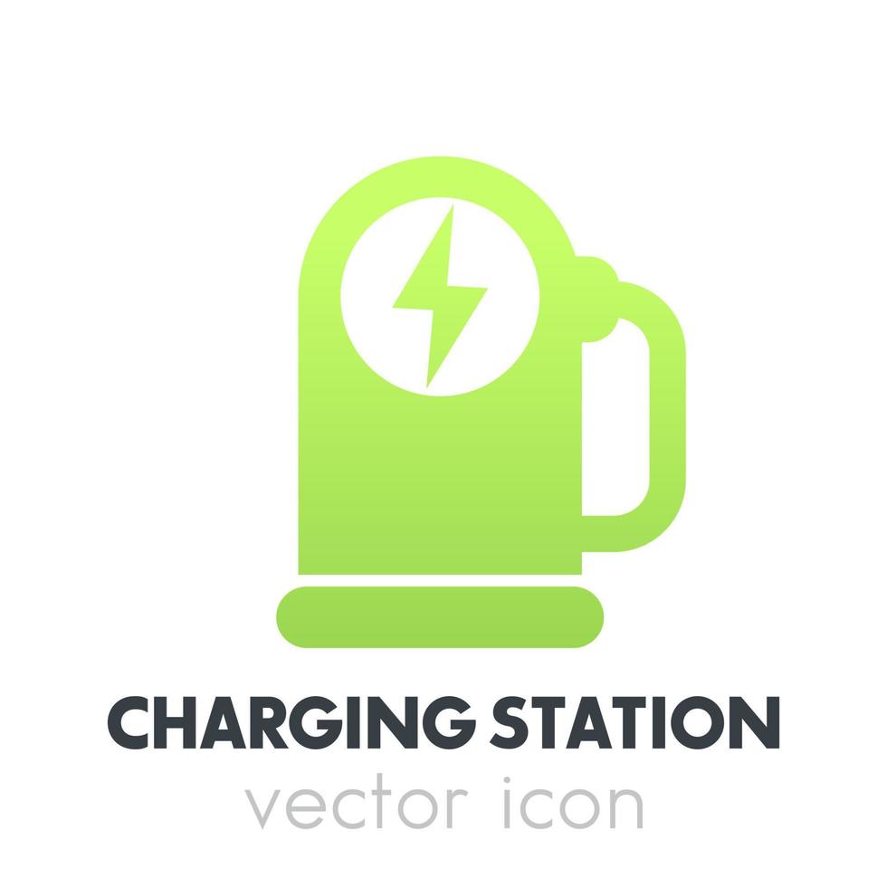 car charging station, charger for ev icon on white vector