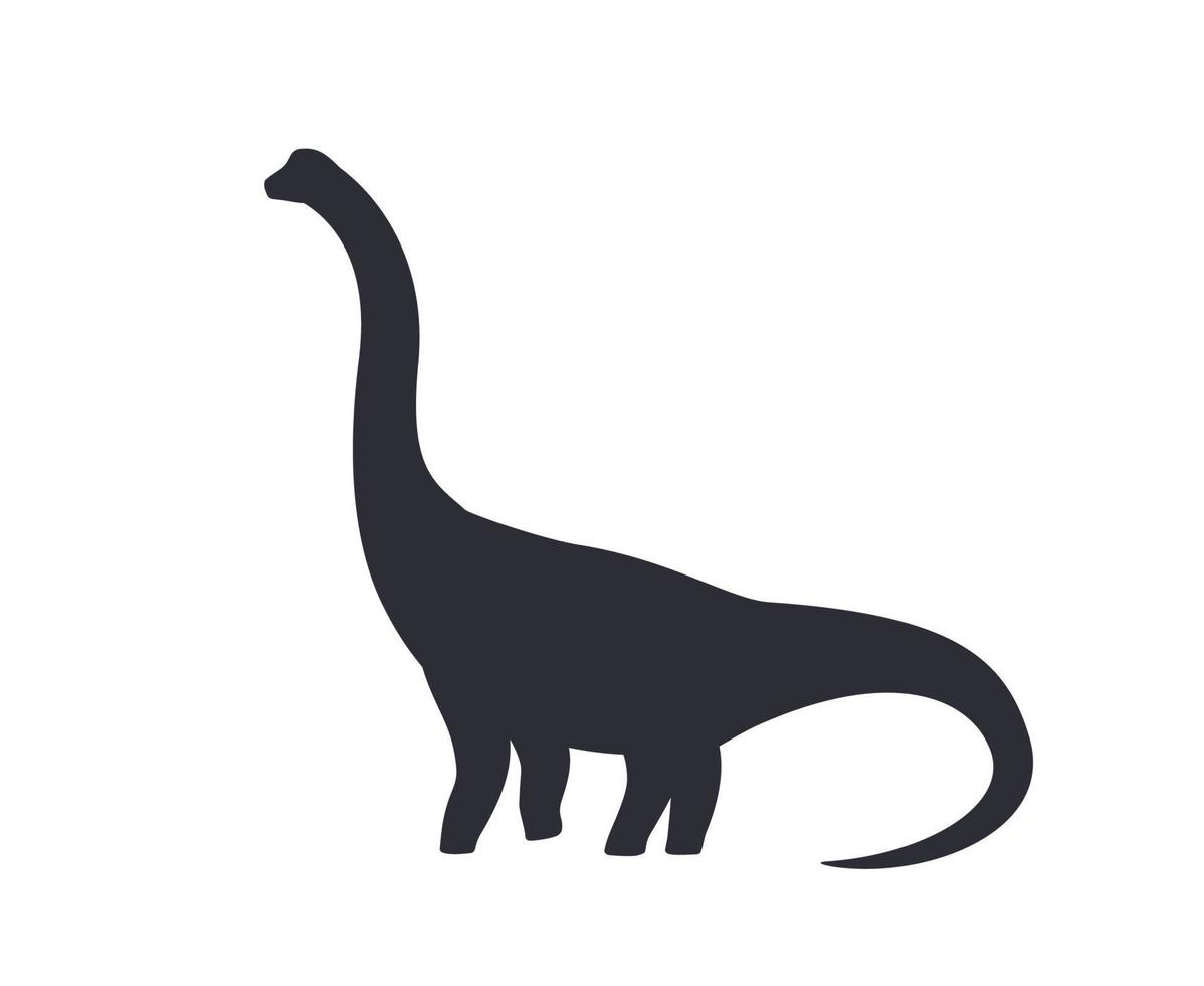 dinosaur, brachiosaurus silhouette isolated on white vector