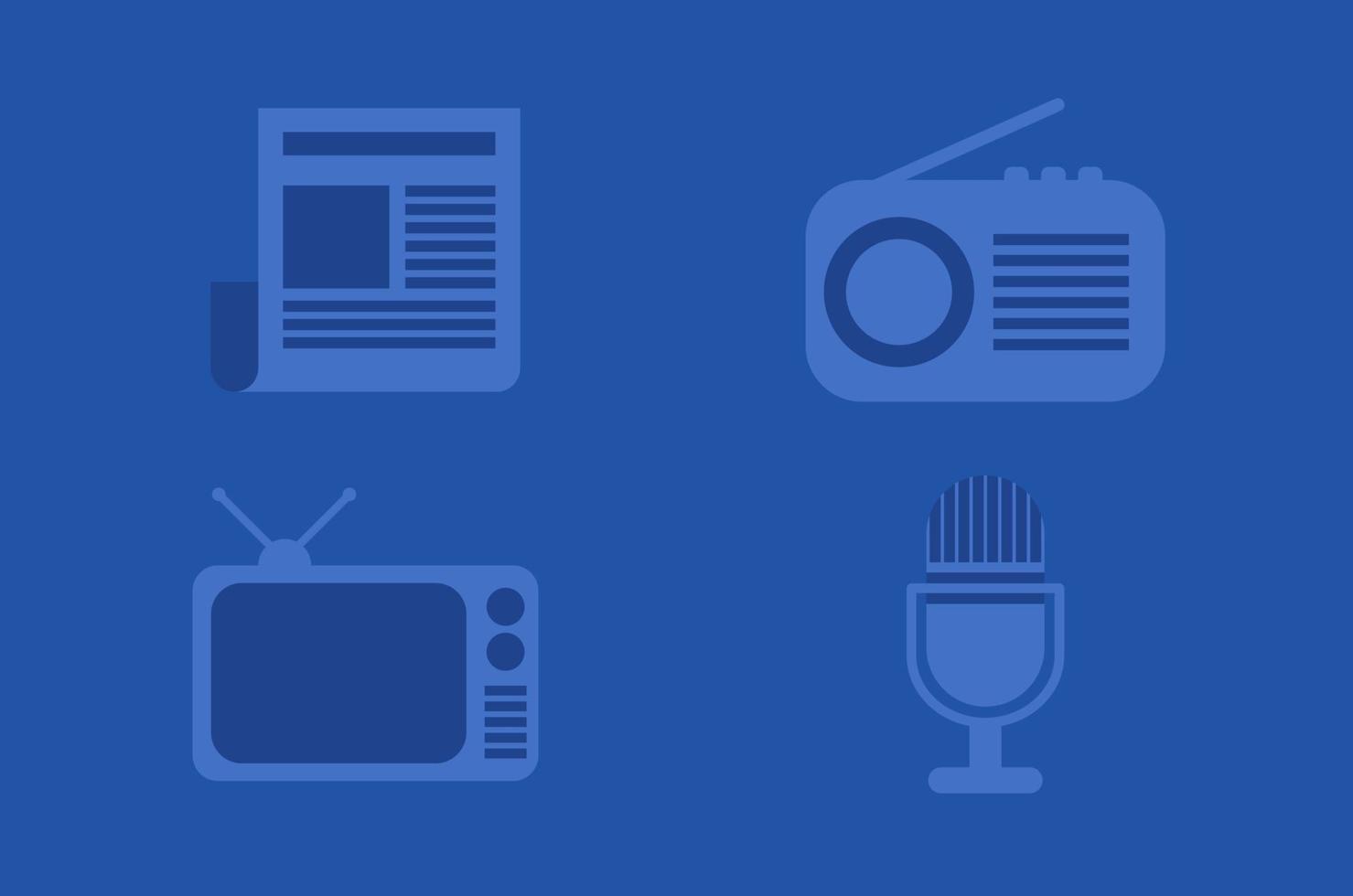 conjunto de iconos de vector azul de los medios de comunicación