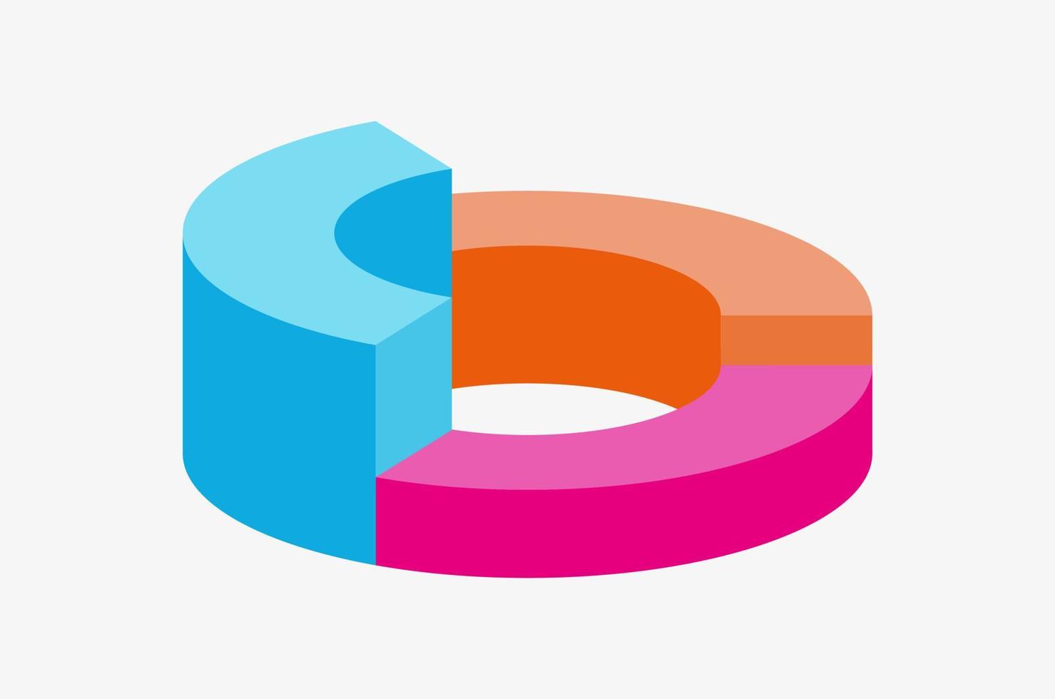 Vector illustration of a 3D pie chart