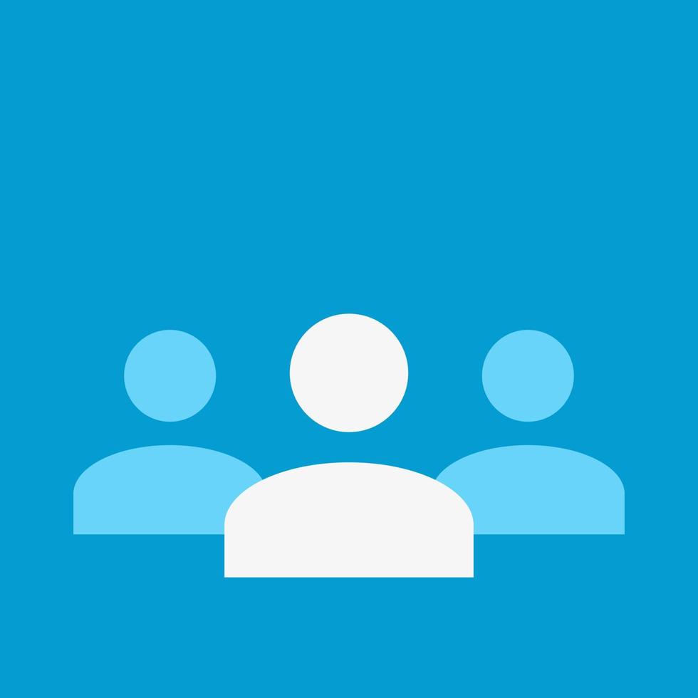 Vector icon of three users on blue background