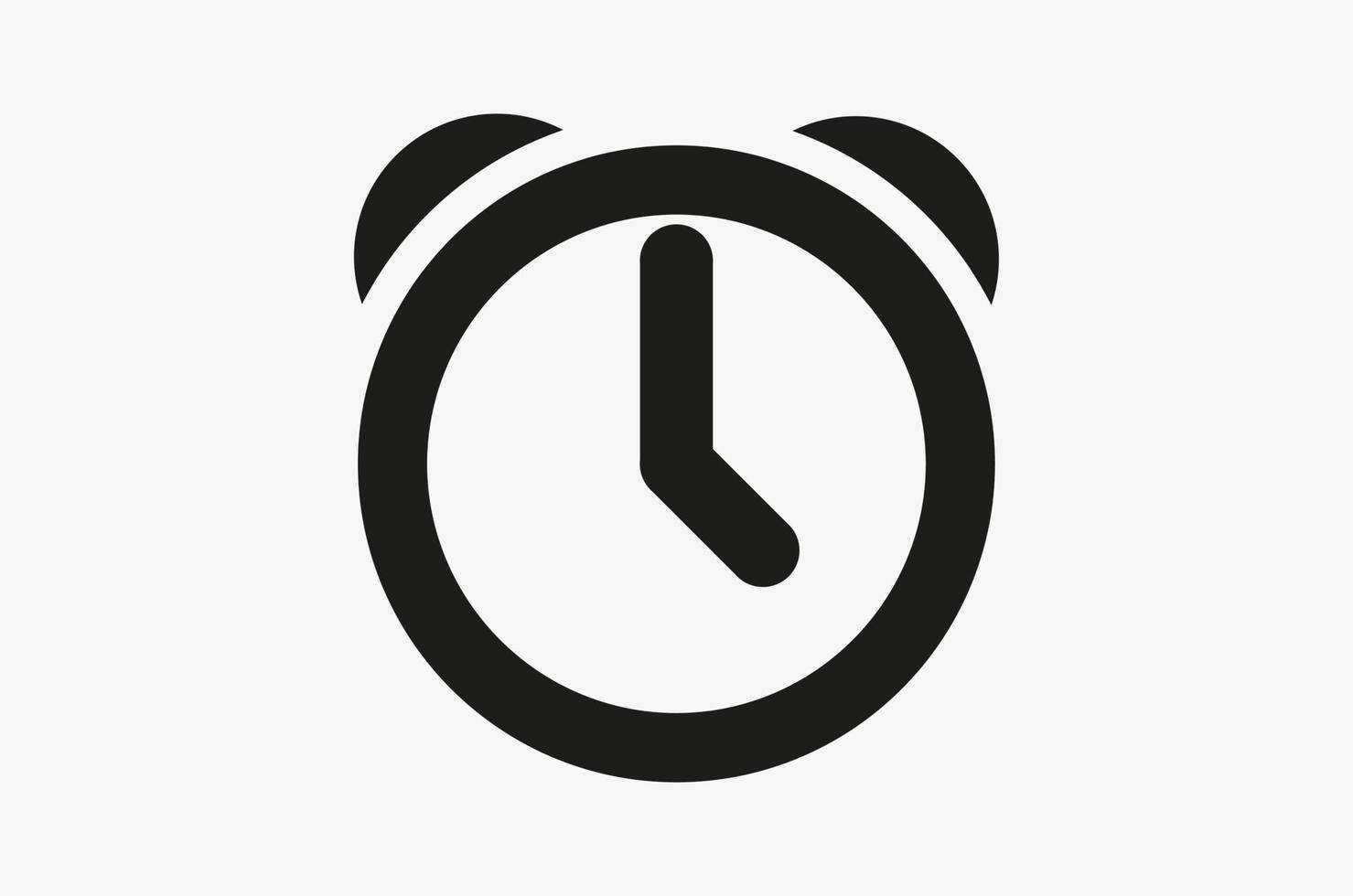 A black simple vector icon of an alarm clock