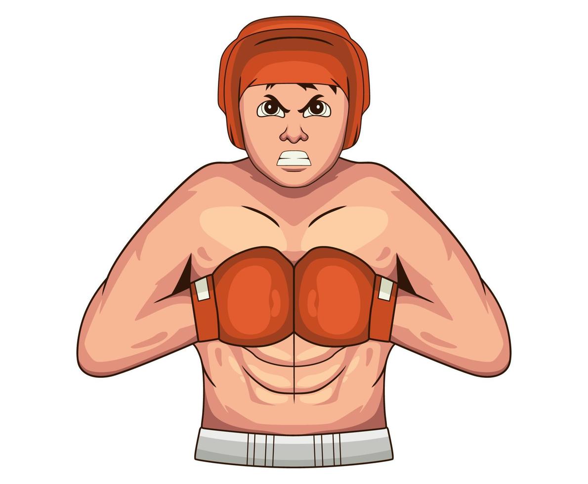 cartoon boxing torso with gloves vector