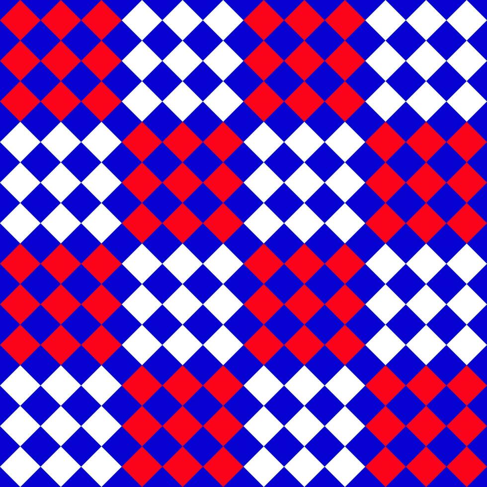 Seamless background with oblique square pattern blue red white vector