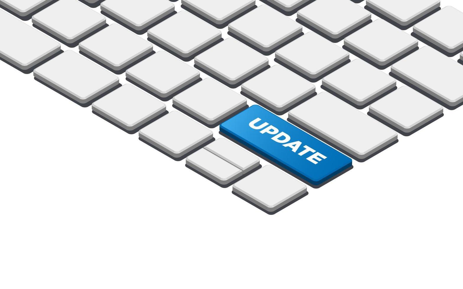 Blue update button on keyboard. vector