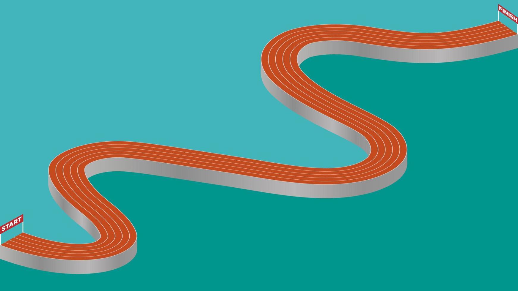 pista de atletismo robusta abstracta con líneas de salida y llegada. vector