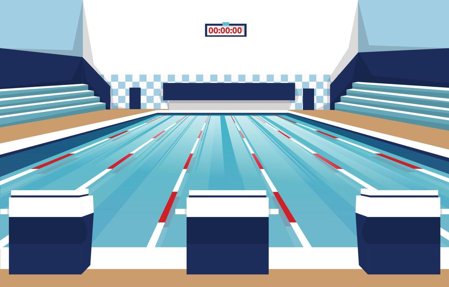 ilustración de diseño plano de competencia deportiva de carril de natación de arena de piscina vector