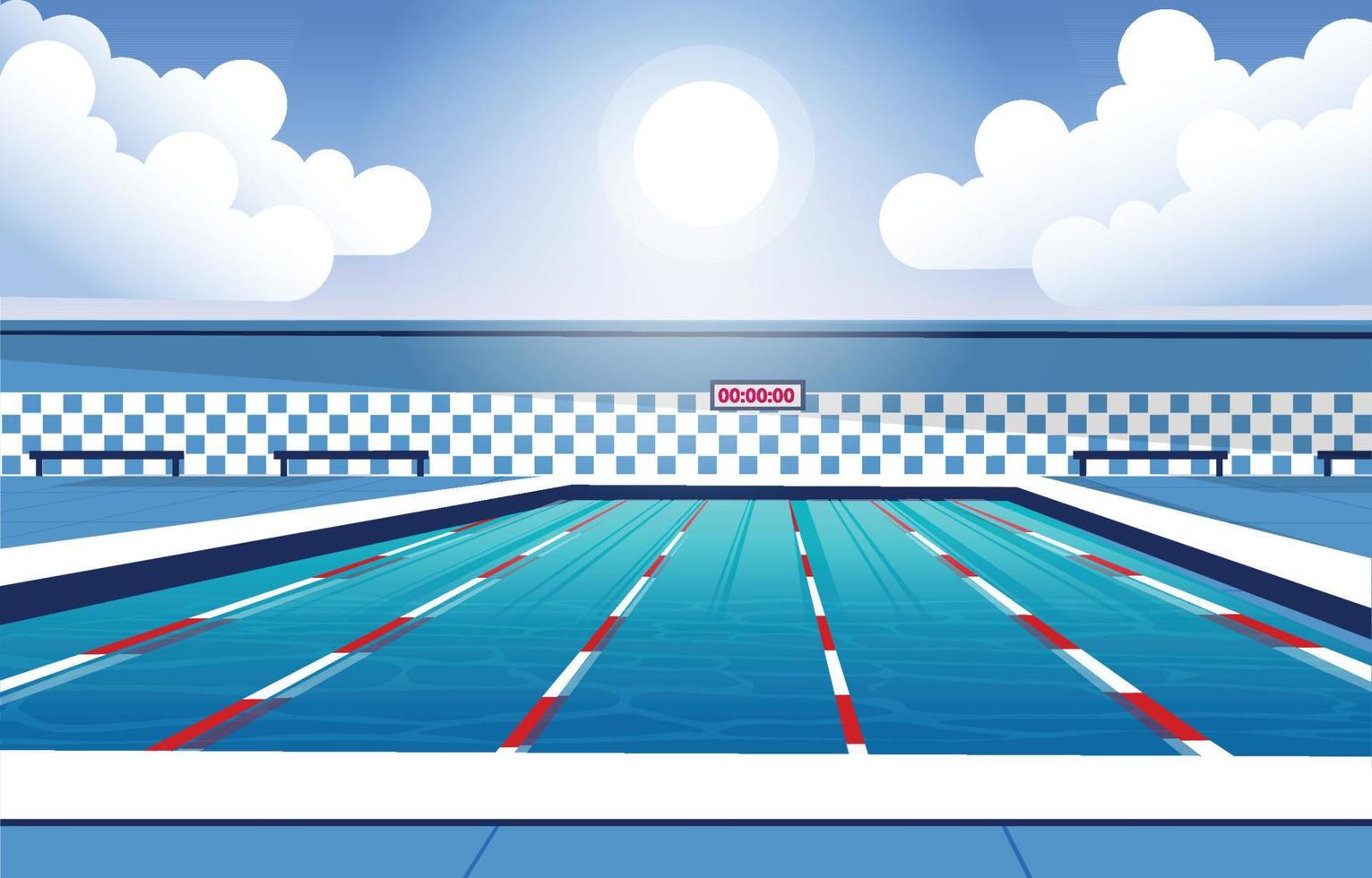 ilustración de diseño plano de competencia deportiva de carril de natación de arena de piscina vector