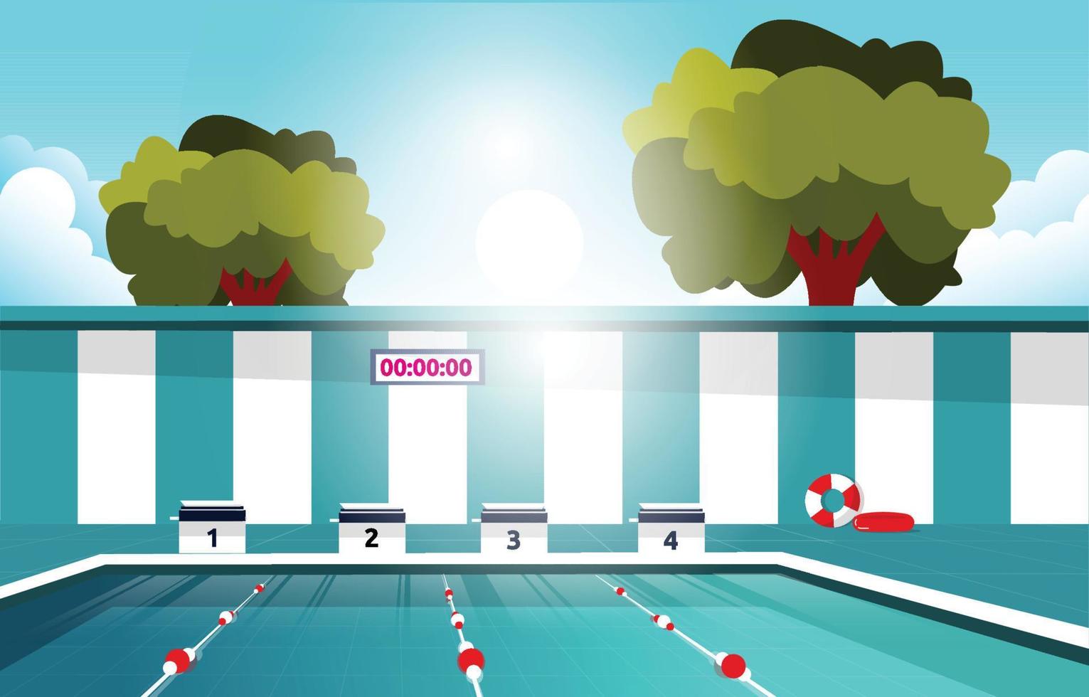 Swimming Pool Arena Swim Lane Sport Competition Flat Design Illustration vector